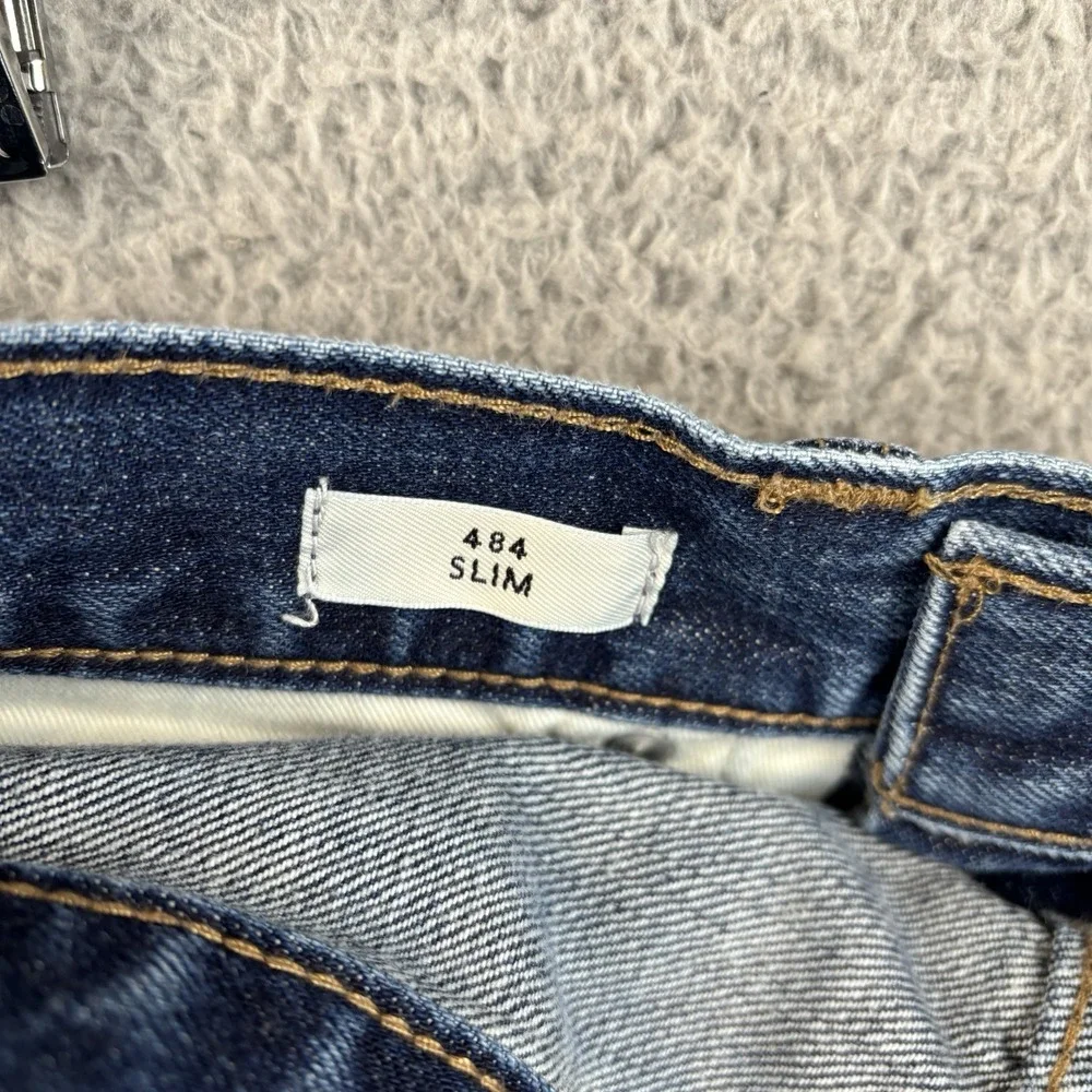 J Crew 484 Slim Fit Jeans Men's‎ 33x32 Blue Denim Whiskered 100% Cotton